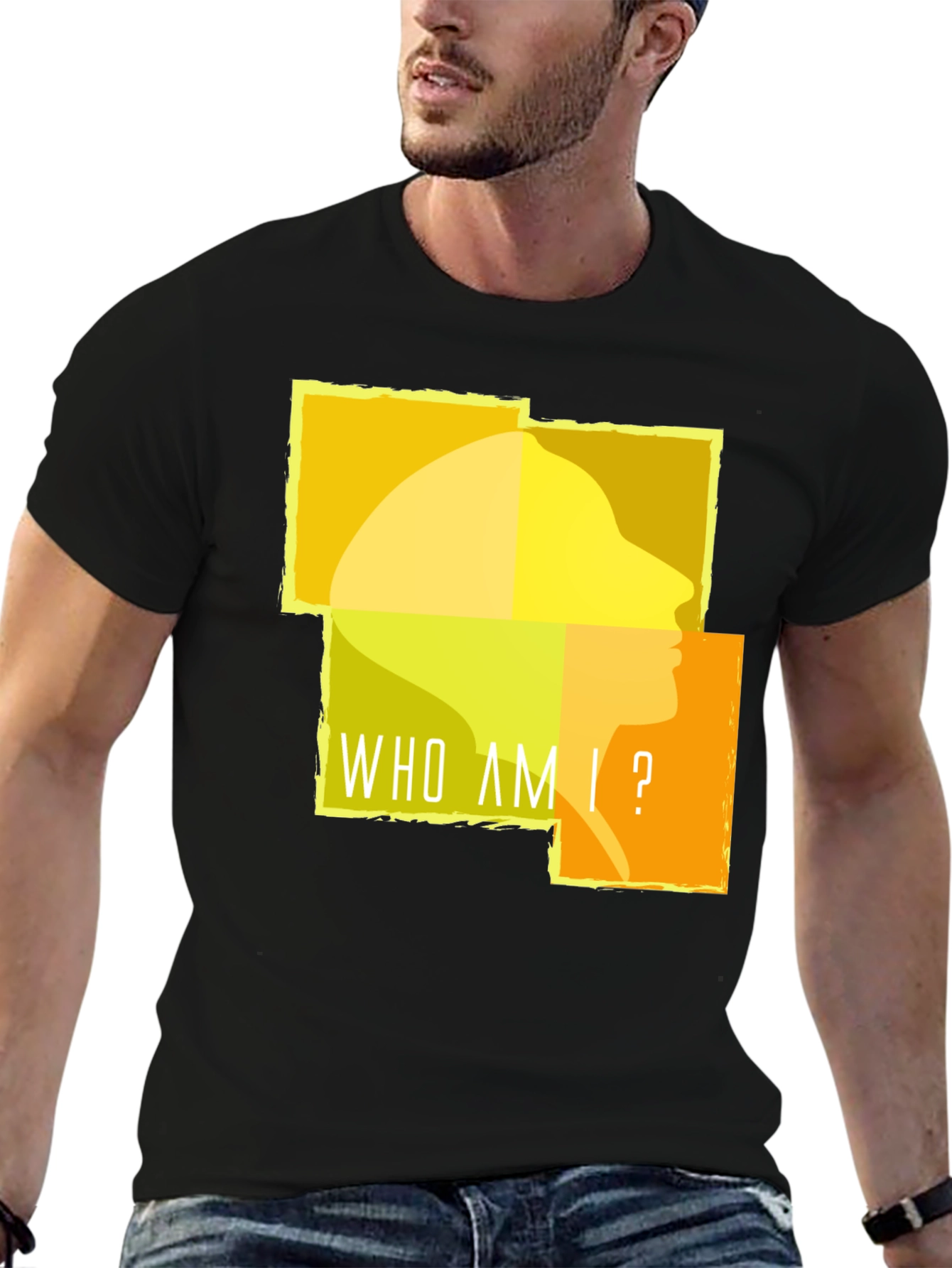 Camiseta Negra ¿Quién Soy Yo? para Hombre