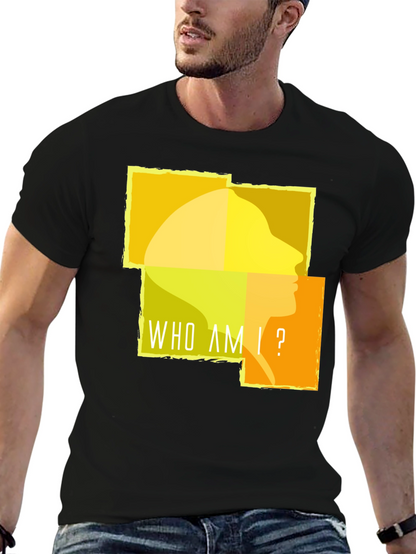 Camiseta Negra ¿Quién Soy Yo? para Hombre