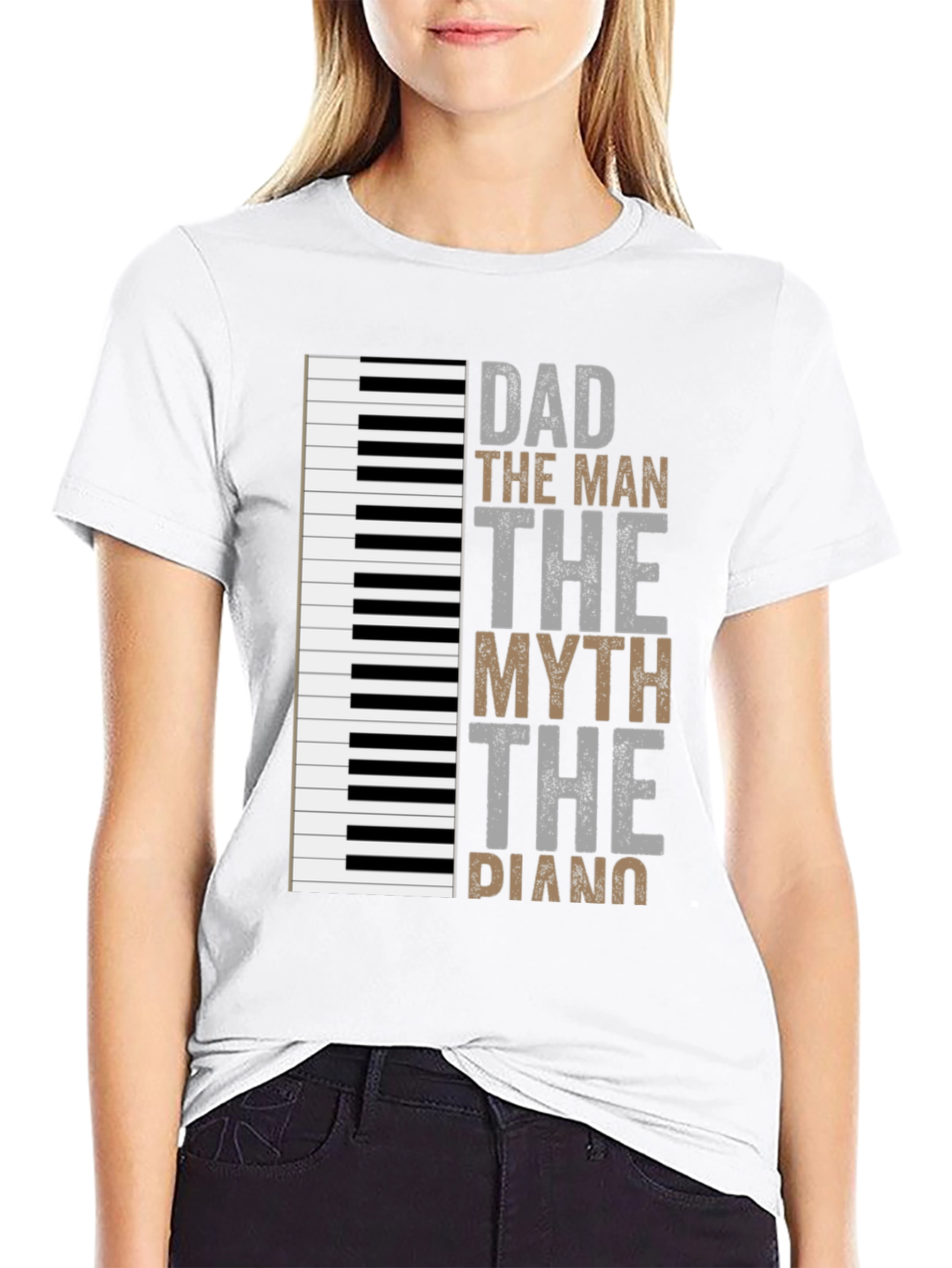 Camiseta Negra Papá el Hombre el Mito el Piano