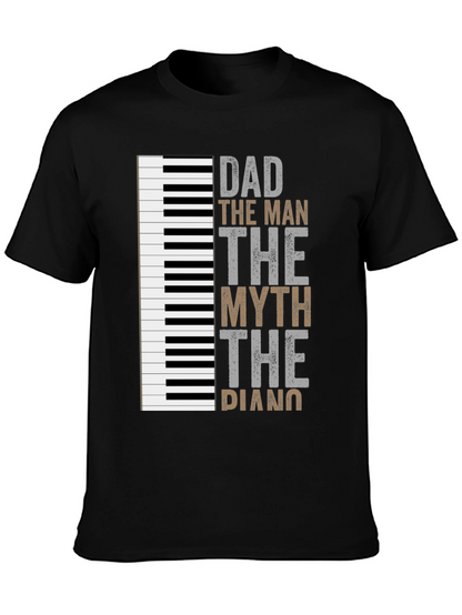 Camiseta Negra Papá el Hombre el Mito el Piano