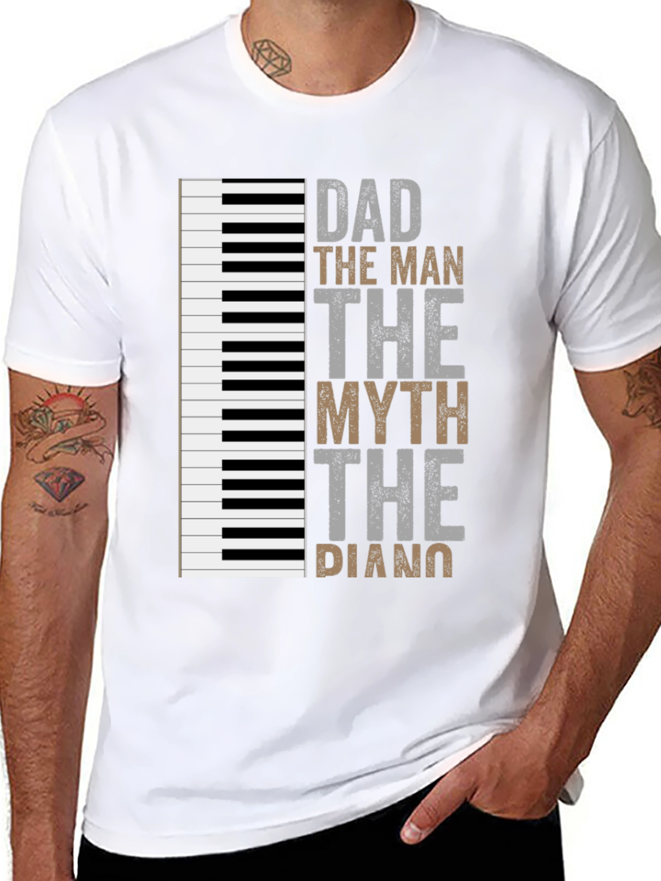 Camiseta Negra Papá el Hombre el Mito el Piano