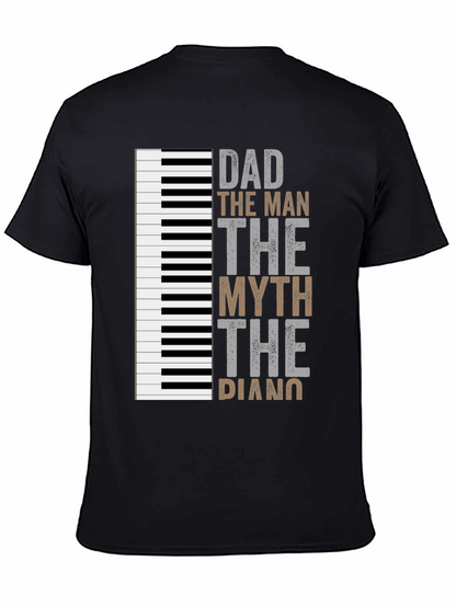 Camiseta Negra Papá el Hombre el Mito el Piano