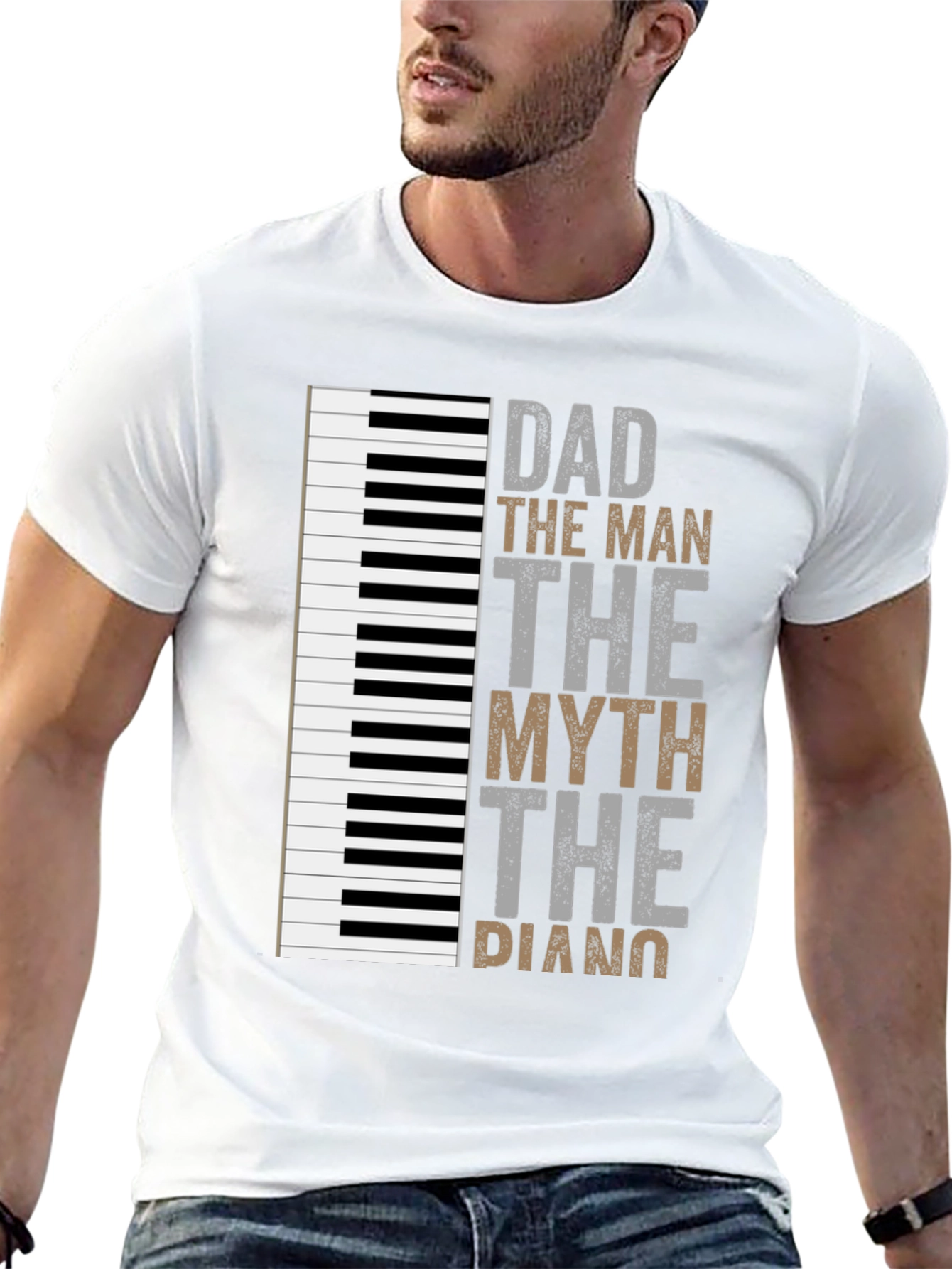 Camiseta Negra Papá el Hombre el Mito el Piano