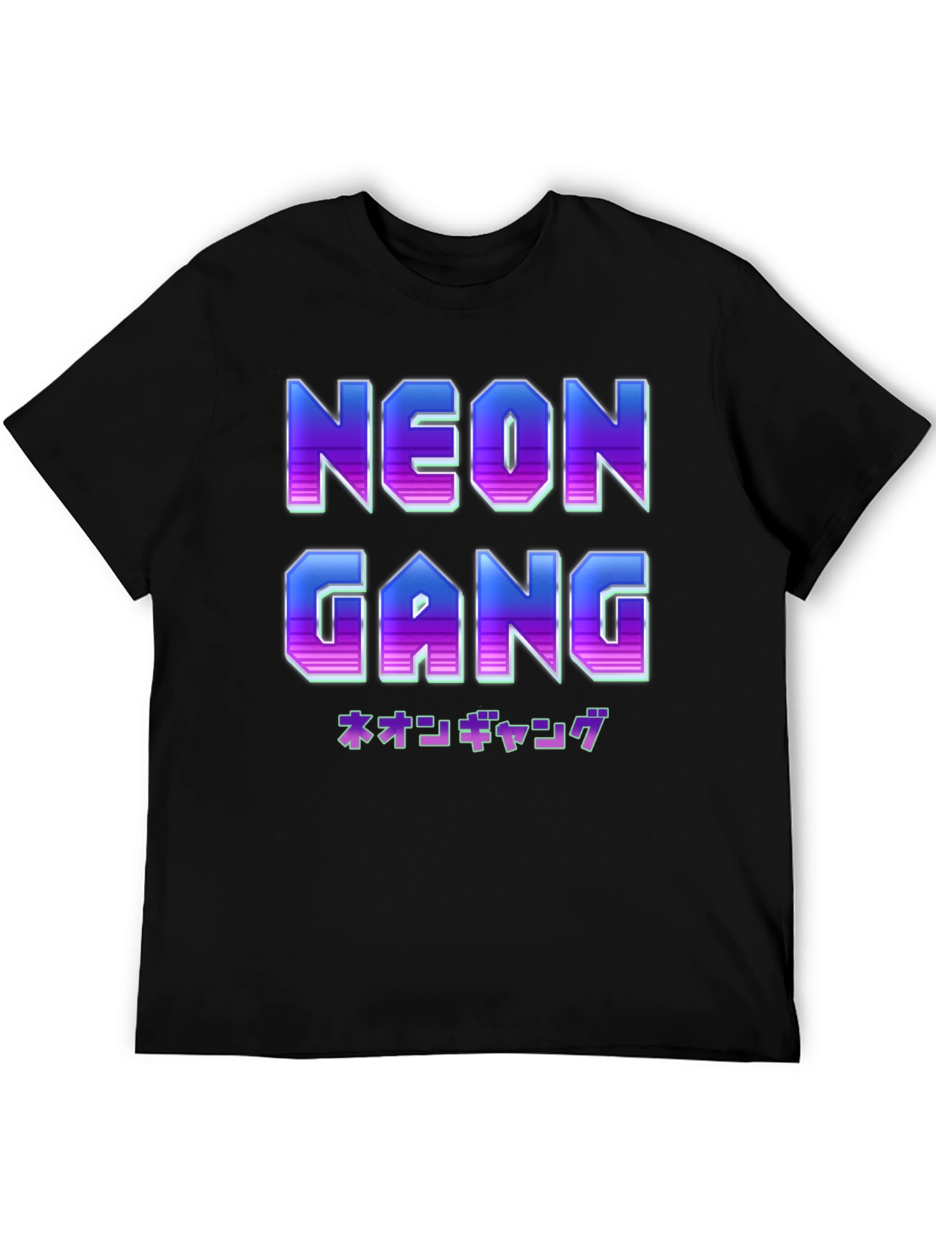 Camiseta Negra Neon Gang Estilo Retro