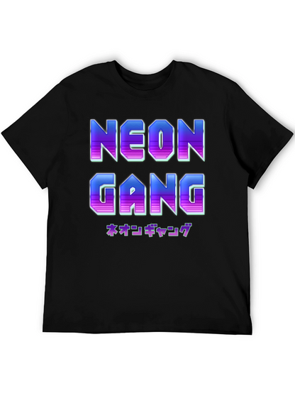 Camiseta Negra Neon Gang Estilo Retro