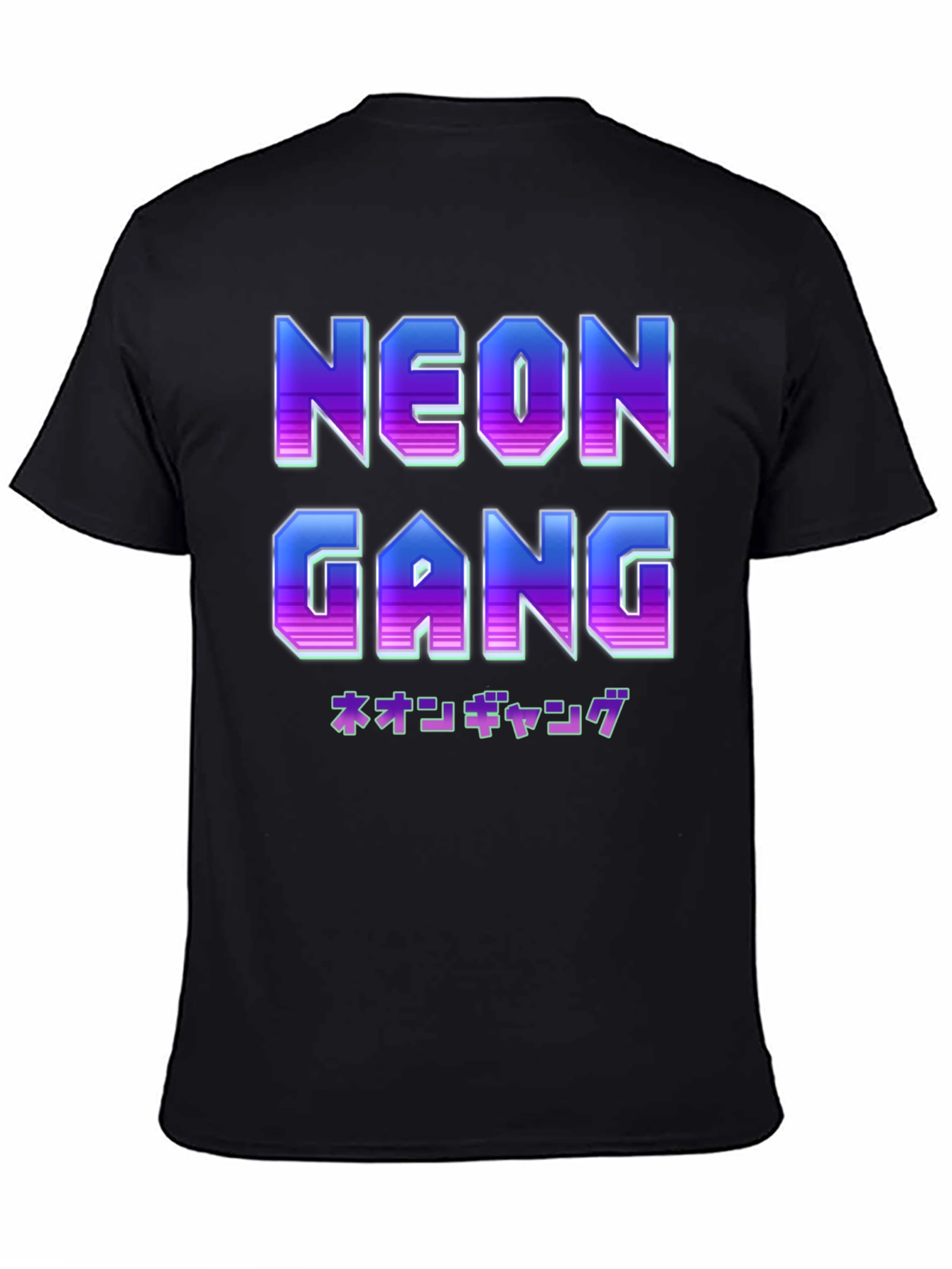 Camiseta Negra Neon Gang Estilo Retro