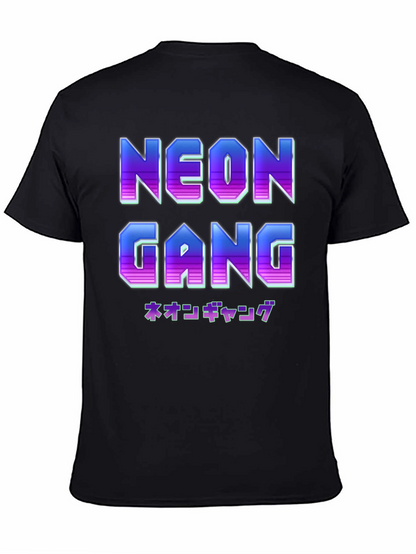 Camiseta Negra Neon Gang Estilo Retro