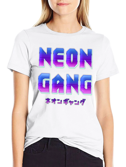 Camiseta Negra Neon Gang Estilo Retro