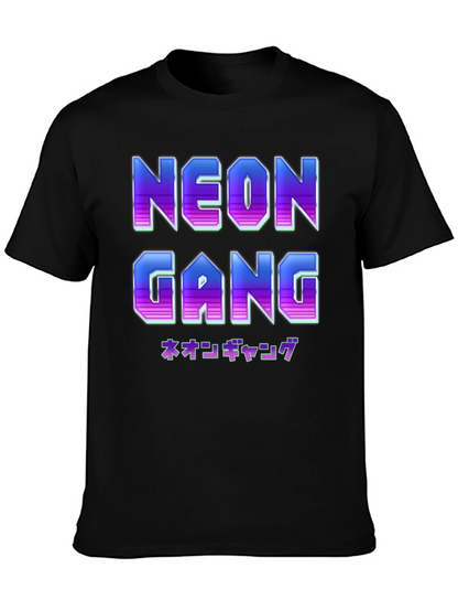Camiseta Negra Neon Gang Estilo Retro