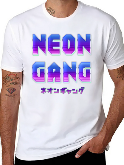 Camiseta Negra Neon Gang Estilo Retro