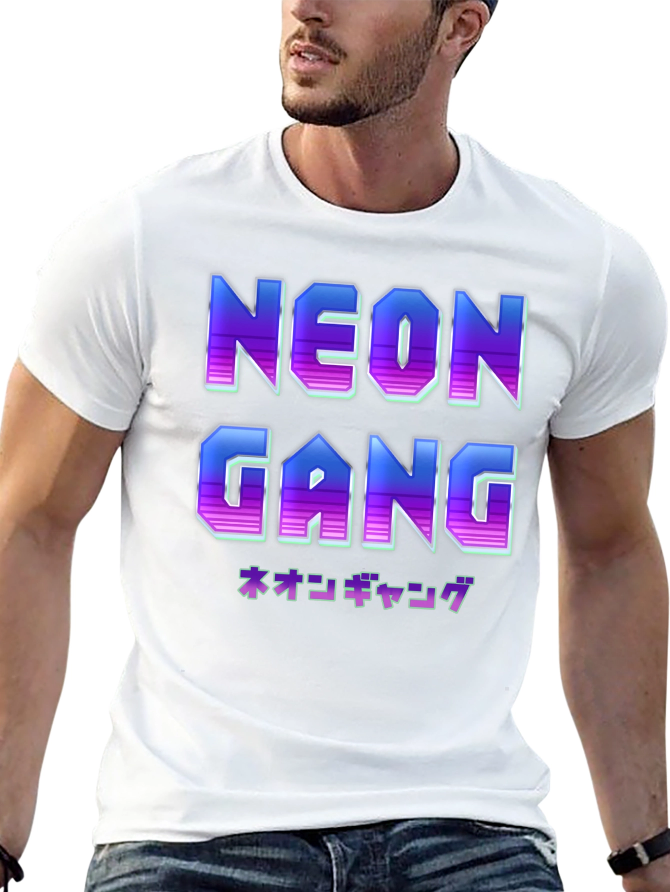 Camiseta Negra Neon Gang Estilo Retro