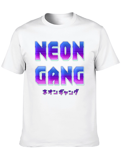 Camiseta Negra Neon Gang Estilo Retro