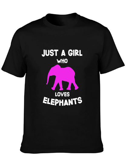 Camiseta Negra Just a Girl Who Loves Elephants