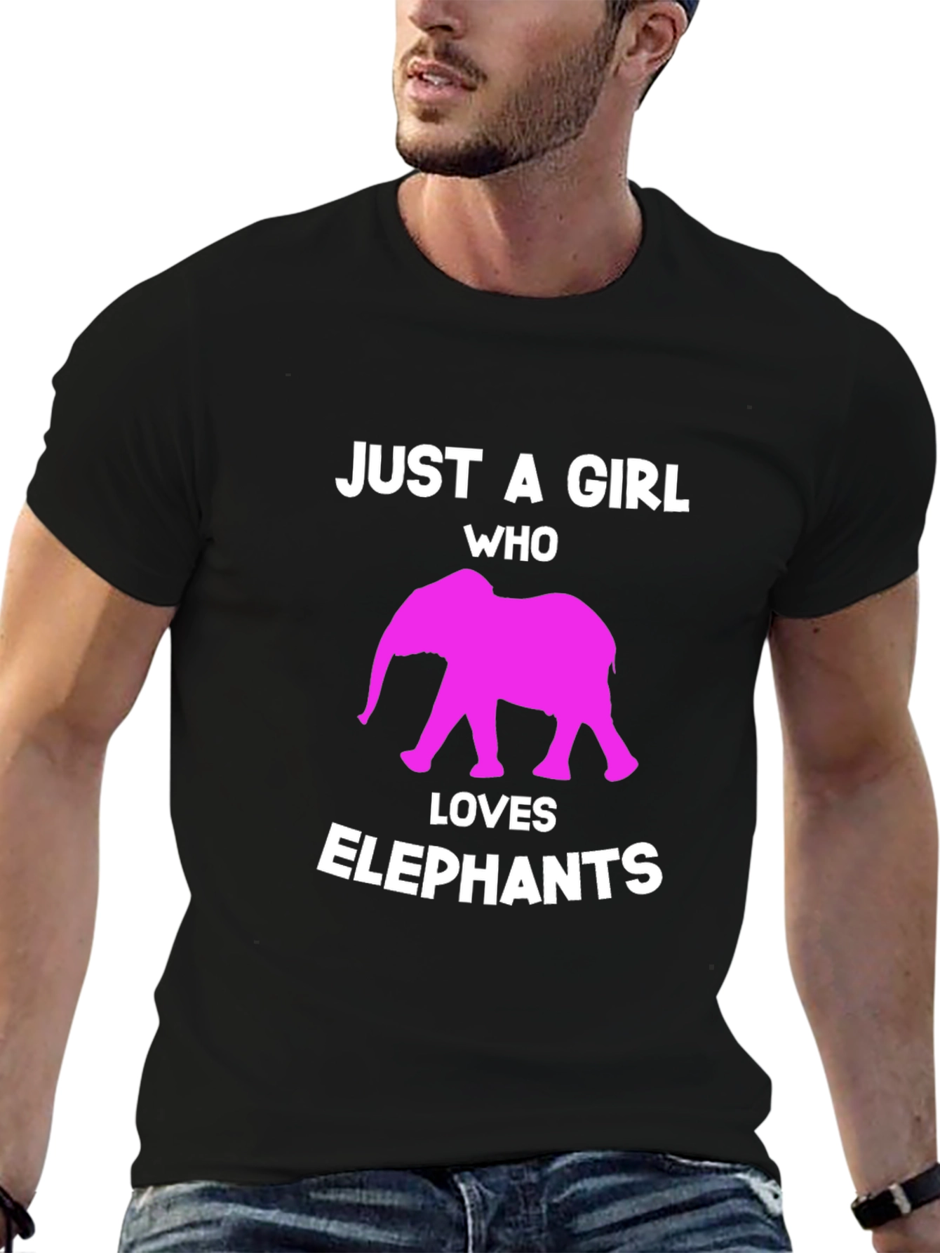 Camiseta Negra Just a Girl Who Loves Elephants