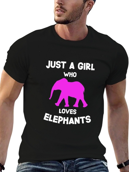 Camiseta Negra Just a Girl Who Loves Elephants