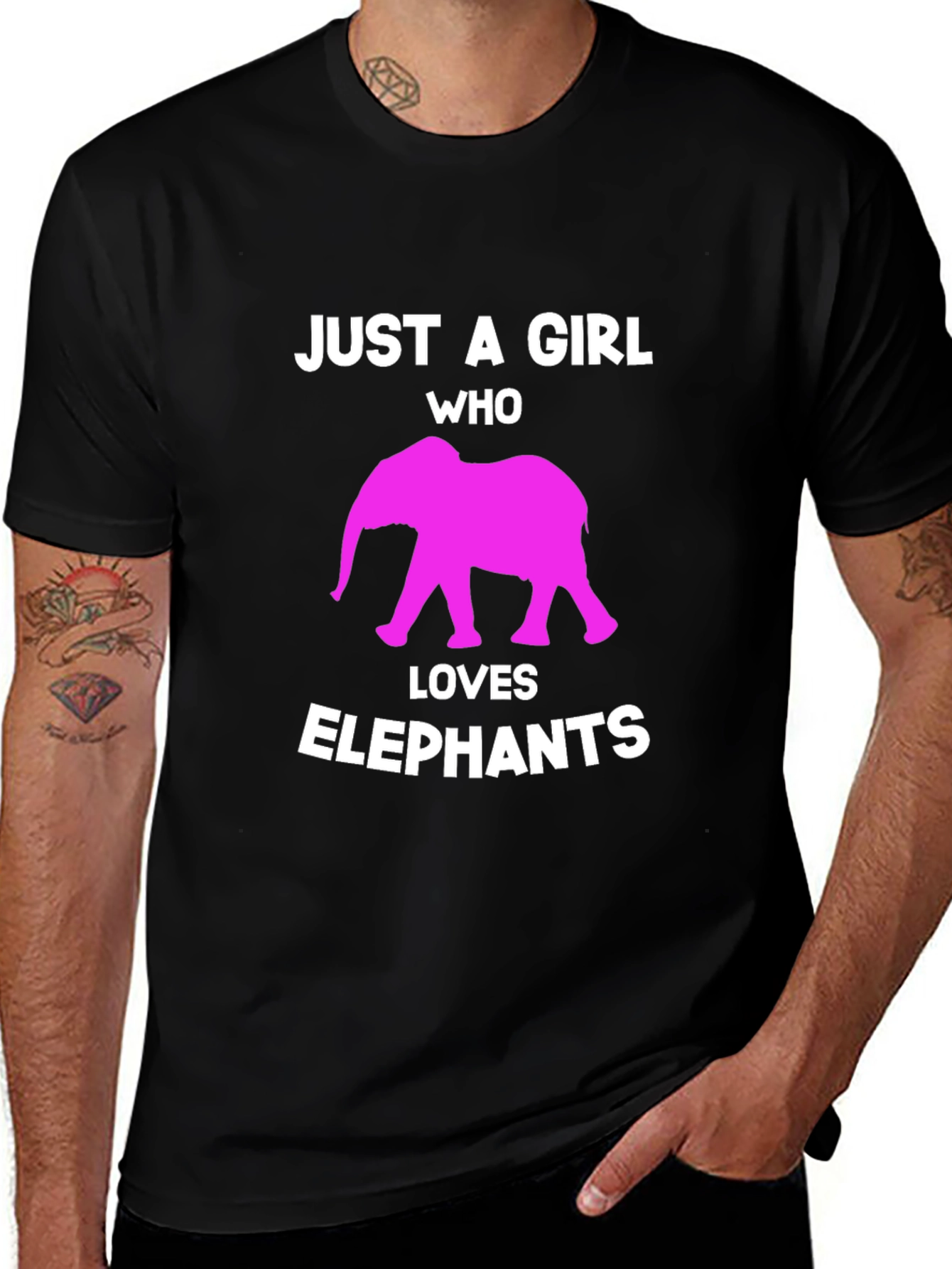 Camiseta Negra Just a Girl Who Loves Elephants