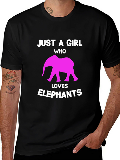 Camiseta Negra Just a Girl Who Loves Elephants