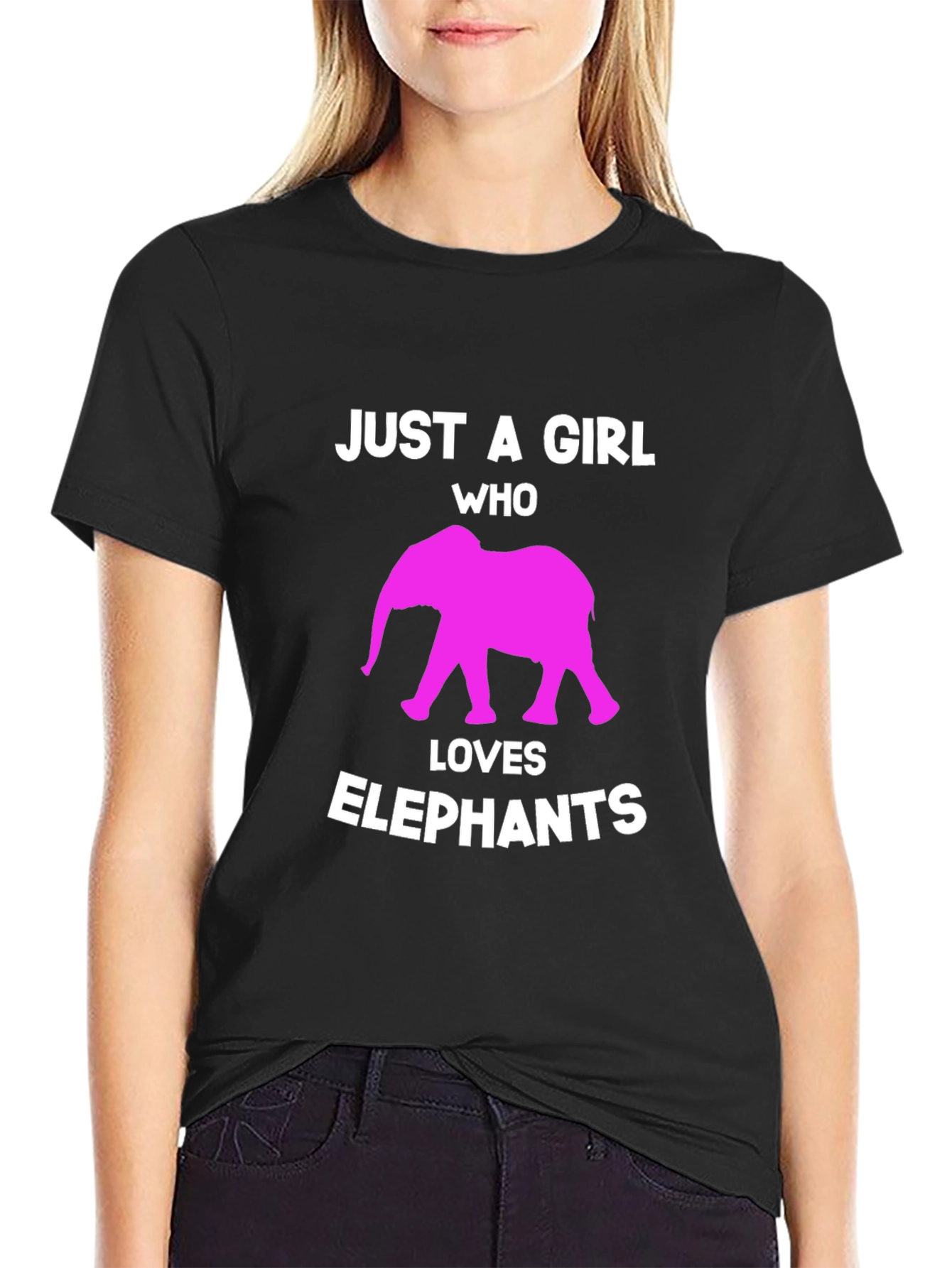 Camiseta Negra Just a Girl Who Loves Elephants