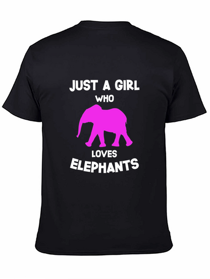Camiseta Negra Just a Girl Who Loves Elephants