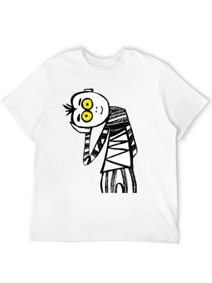 Camiseta Negra con Dibujo Animado Rayas