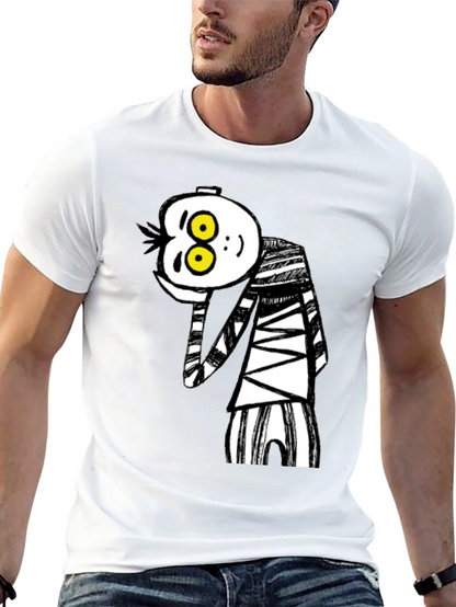 Camiseta Negra con Dibujo Animado Rayas