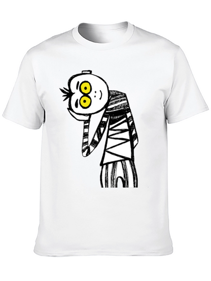Camiseta Negra con Dibujo Animado Rayas
