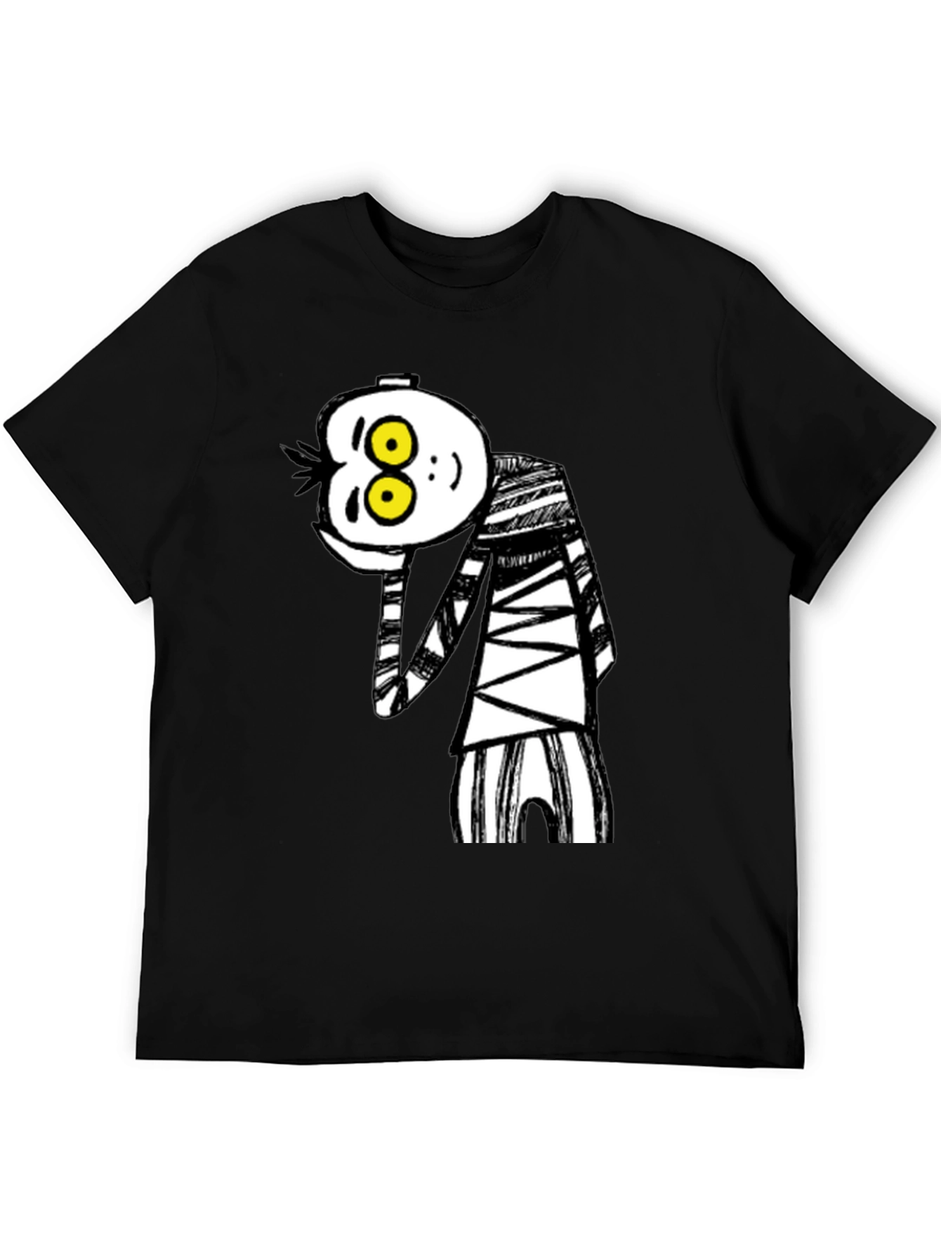 Camiseta Negra con Dibujo Animado Rayas