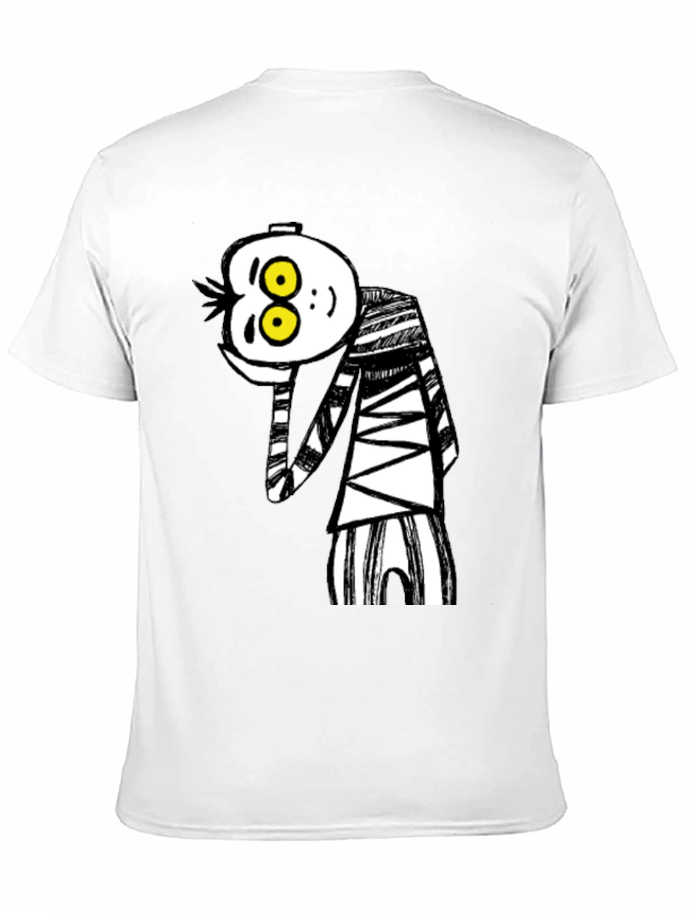 Camiseta Negra con Dibujo Animado Rayas