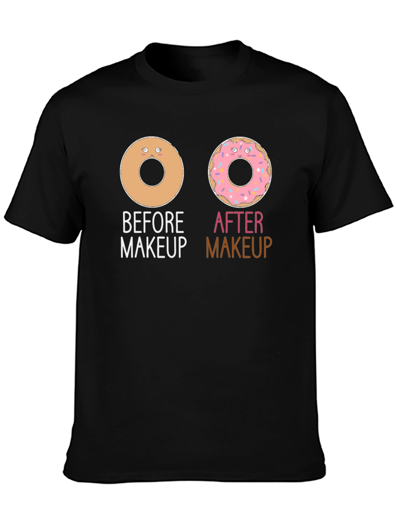 Camiseta Negra Donas Maquillaje Divertida