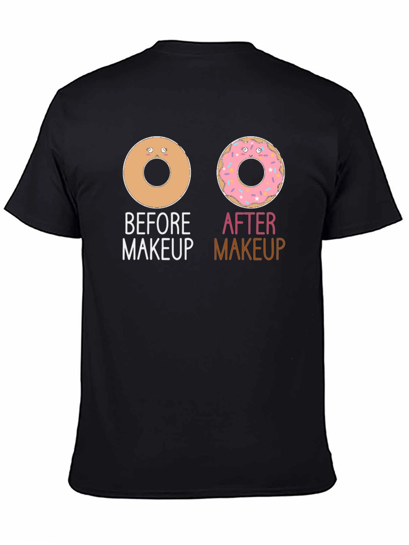Camiseta Negra Donas Maquillaje Divertida