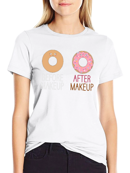Camiseta Negra Donas Maquillaje Divertida