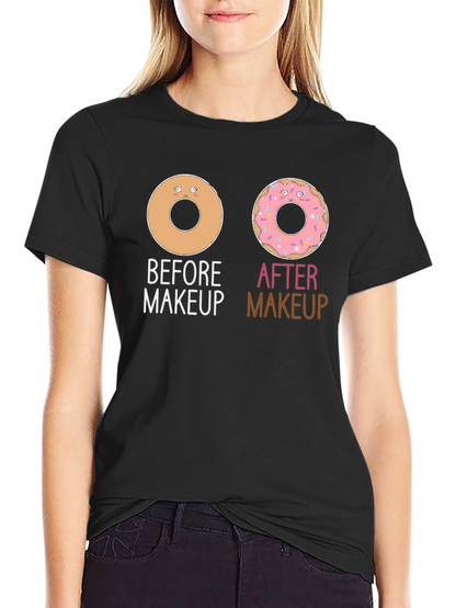 Camiseta Negra Donas Maquillaje Divertida