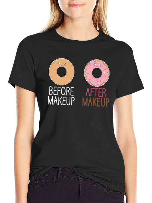 Camiseta Negra Donas Maquillaje Divertida