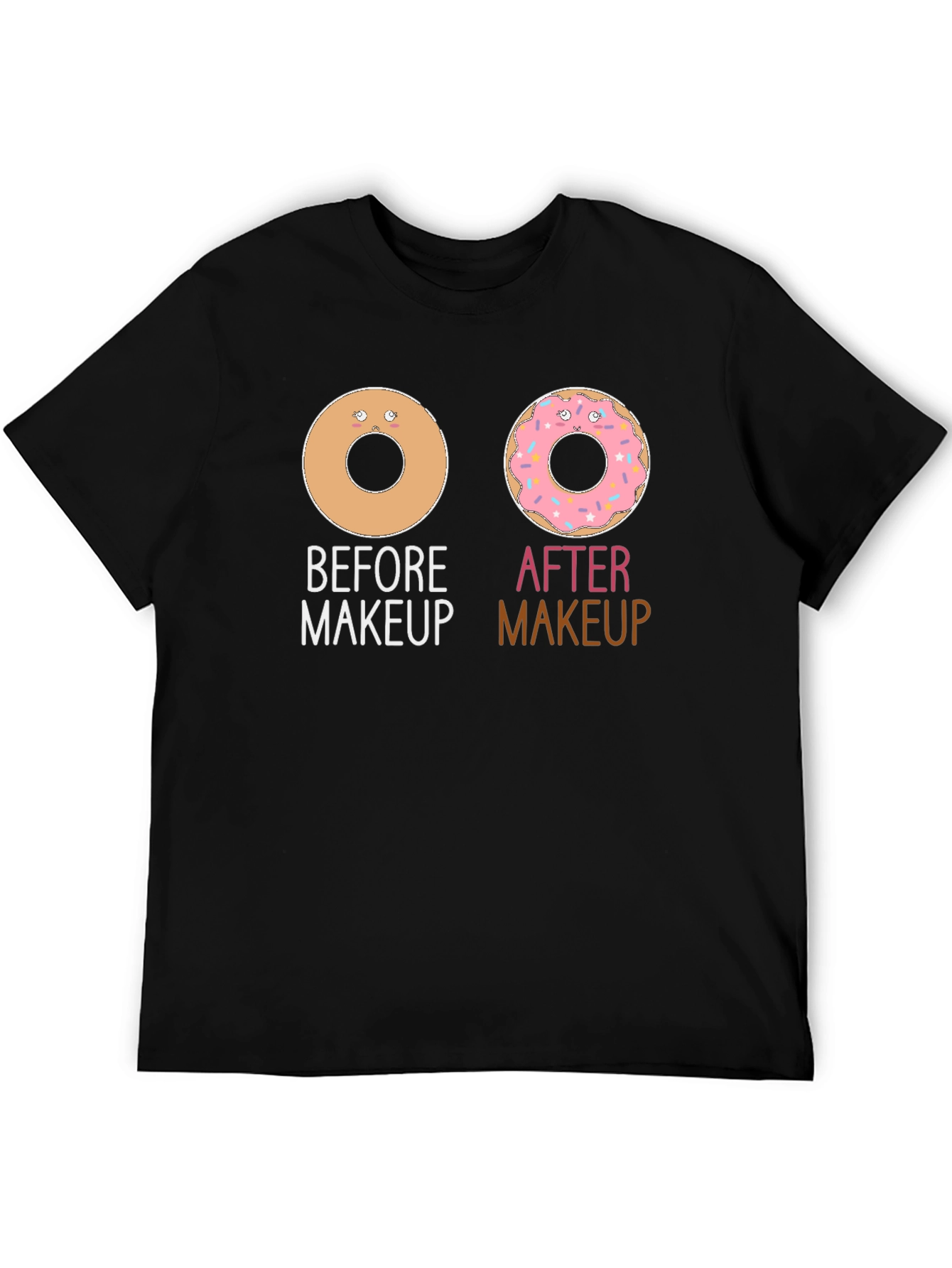 Camiseta Negra Donas Maquillaje Divertida