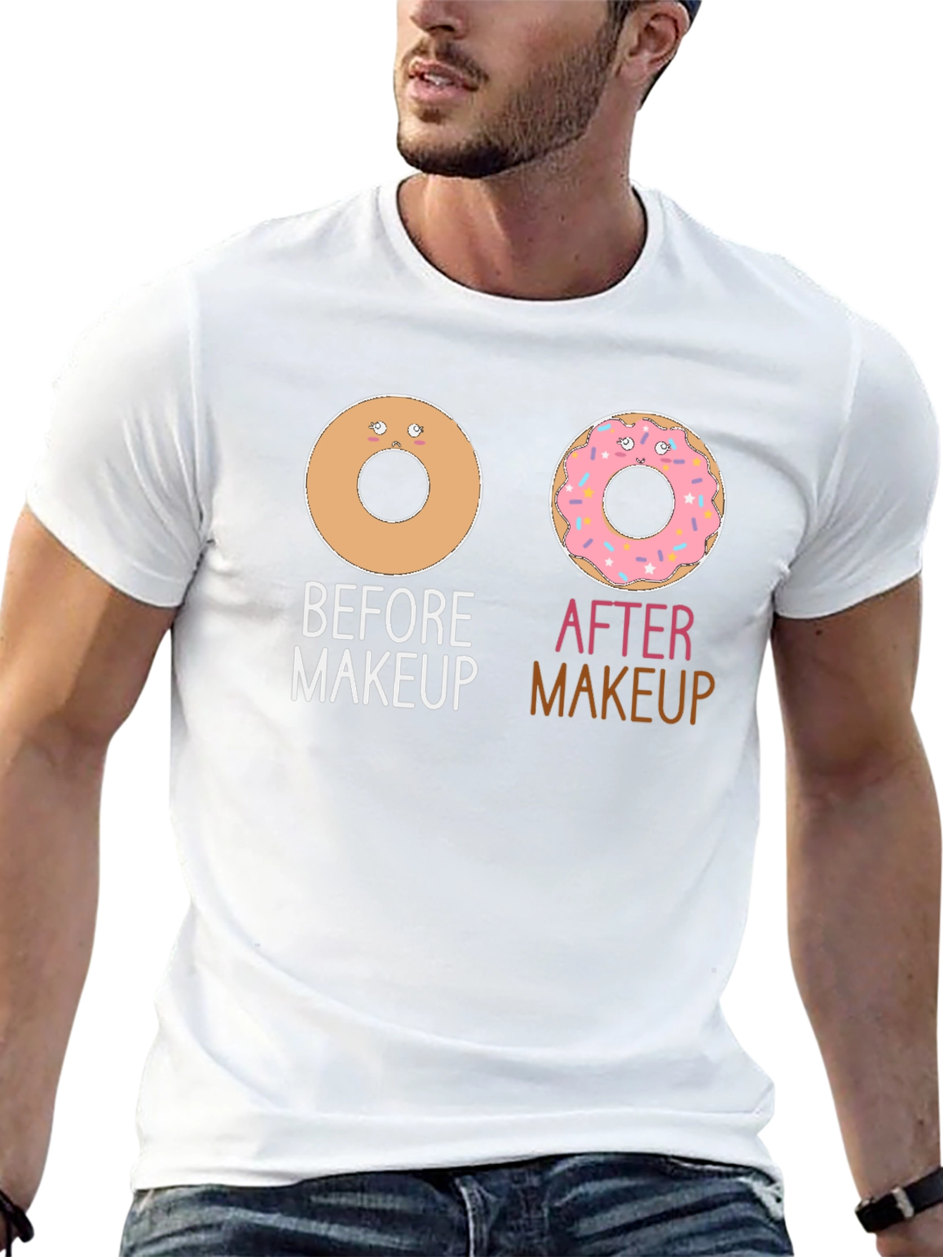 Camiseta Negra Donas Maquillaje Divertida