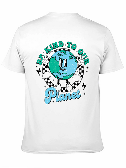 Camiseta Negra con Diseño de Planeta Sonriente