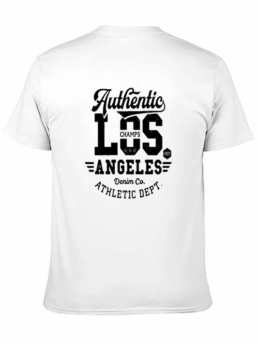 Camiseta Negra Estampada Estilo Universitario Los Ángeles