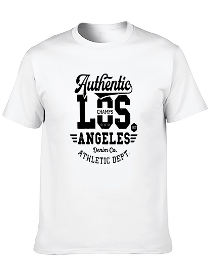 Camiseta Negra Estampada Estilo Universitario Los Ángeles