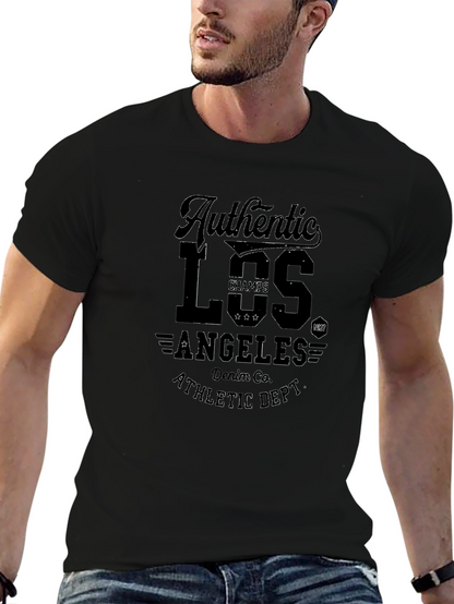 Camiseta Negra Estampada Estilo Universitario Los Ángeles