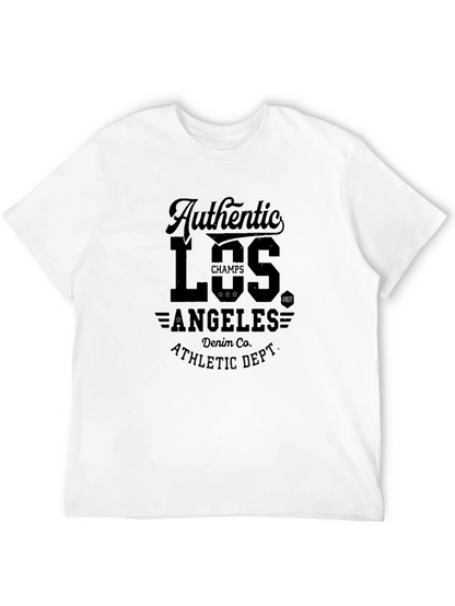 Camiseta Negra Estampada Estilo Universitario Los Ángeles
