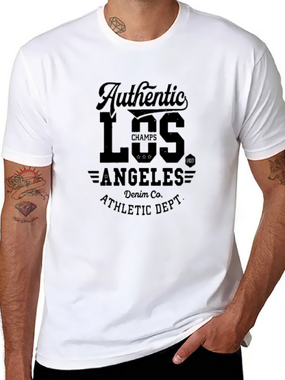 Camiseta Negra Estampada Estilo Universitario Los Ángeles