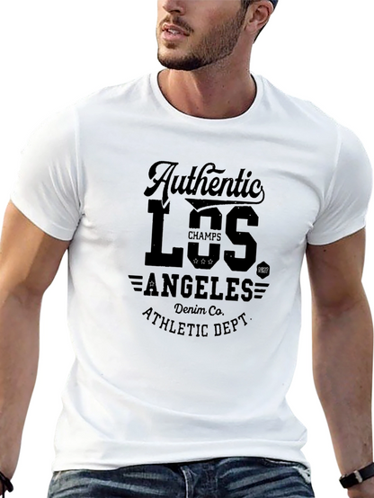 Camiseta Negra Estampada Estilo Universitario Los Ángeles
