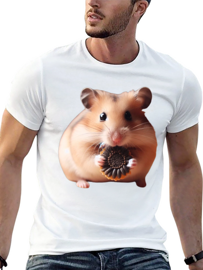 Camiseta Negra con Diseño de Hámster Comiendo