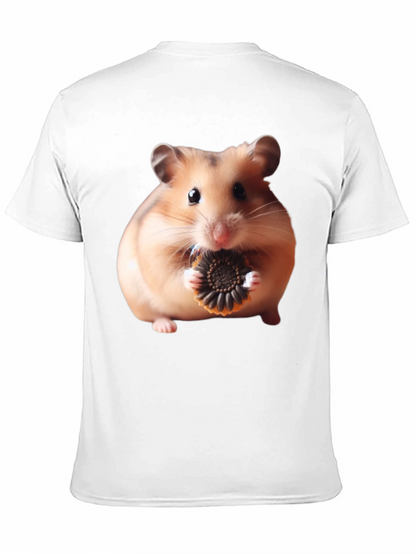 Camiseta Negra con Diseño de Hámster Comiendo