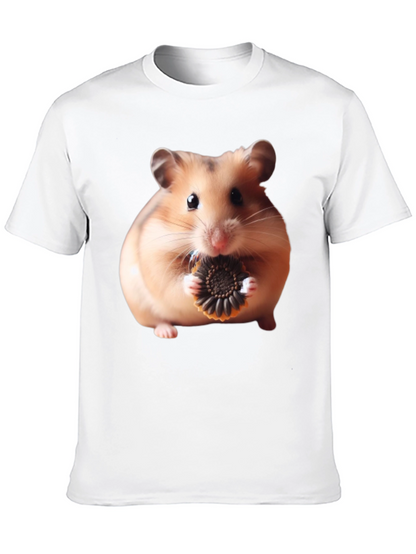 Camiseta Negra con Diseño de Hámster Comiendo