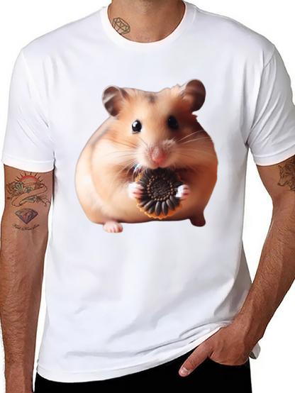 Camiseta Negra con Diseño de Hámster Comiendo
