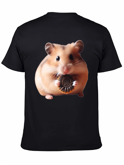 Camiseta Negra con Diseño de Hámster Comiendo