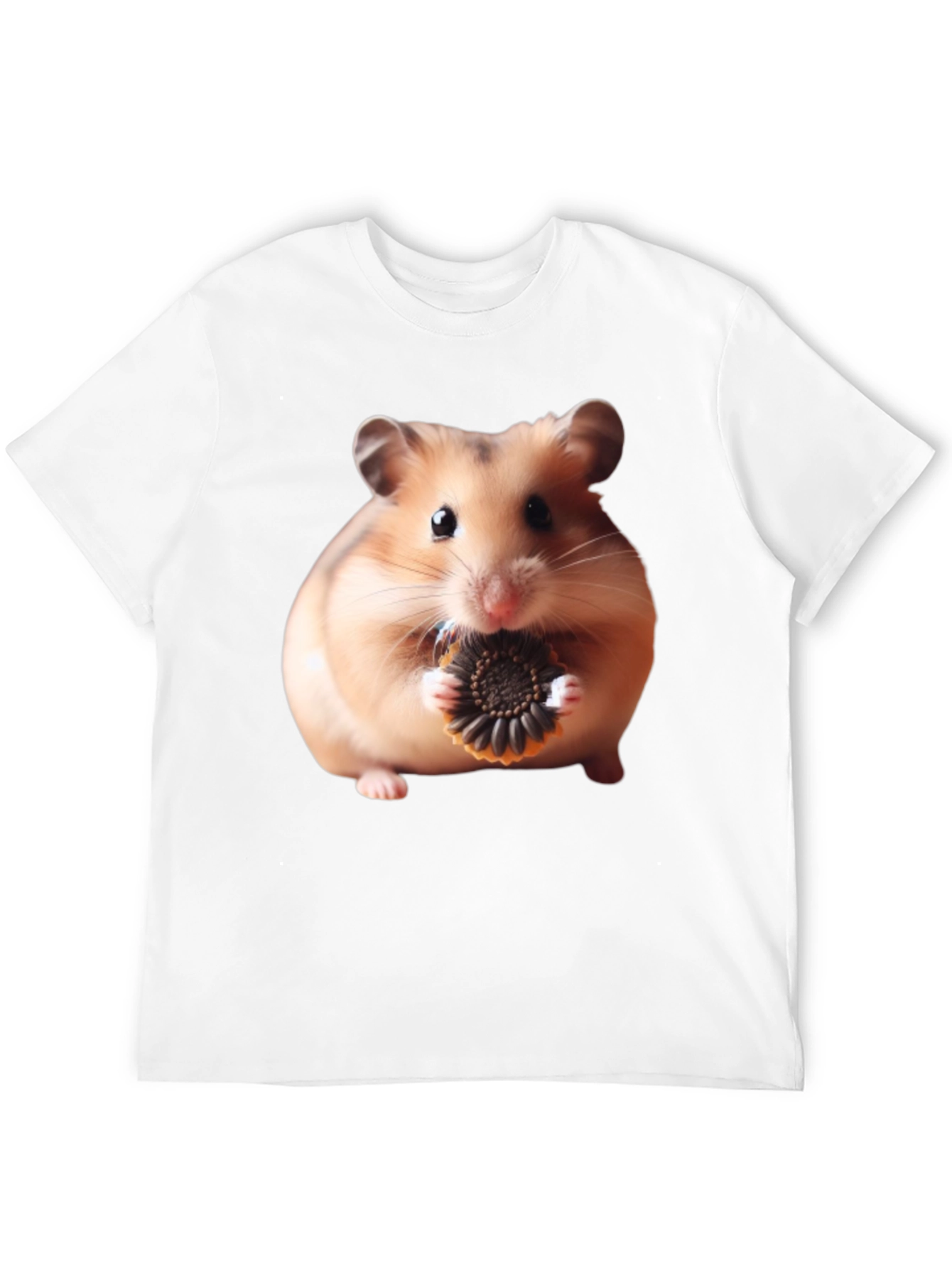 Camiseta Negra con Diseño de Hámster Comiendo
