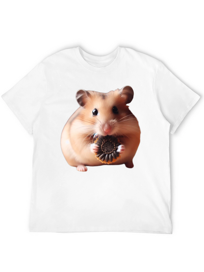 Camiseta Negra con Diseño de Hámster Comiendo