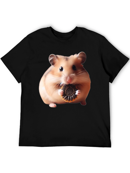 Camiseta Negra con Diseño de Hámster Comiendo
